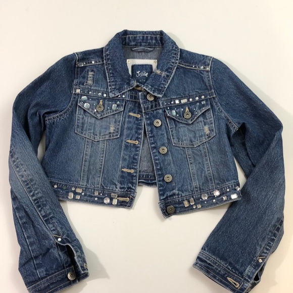 blue jean jacket with rhinestones